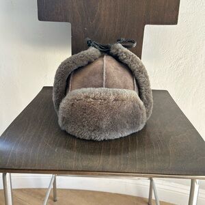 Crown Cap Brown Sheepskin Trapper Hat